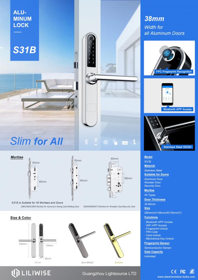 ステンレス鋼のリモート・コントロール スマートな指紋のドア ロック細いWifi Bluetooth 3