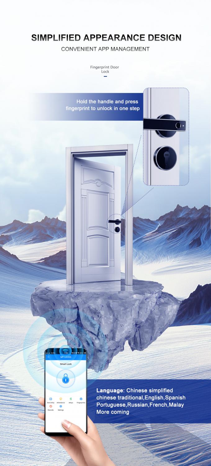 住宅の指紋のドア ロック/別のシリンダーWiFi Bluetooth APPのスマートな電子ドア ロック 2