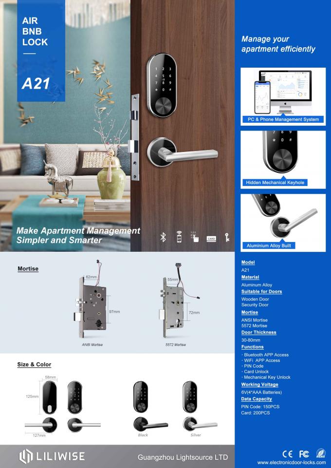 アパートのドア ロックのWiFi BluetoothのアクセスのAirbnbのための割れた反盗難デジタル パスワード ドア ロック 0