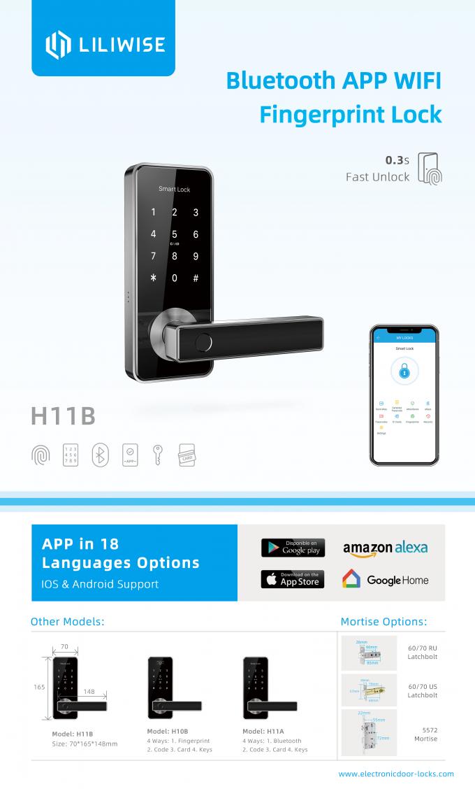 住宅の電子ドア ロック、Wifiデジタルの安全なタッチ画面の指紋の掛け金のドア・ノブ ロック 1