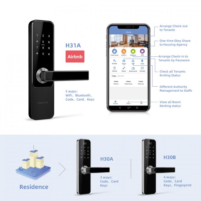 理性的な部屋のドア ロックの安全指紋の無線Bluetooth TTLock APPデジタル スマートなロック 2