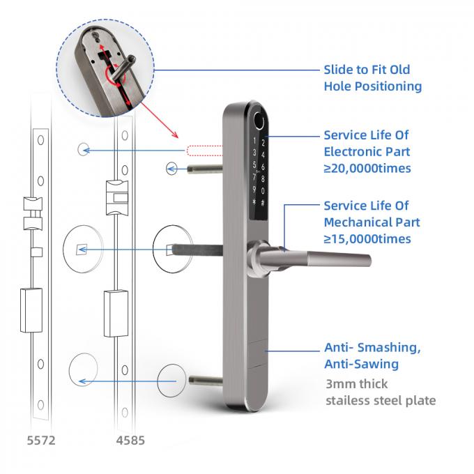 ステンレス鋼のリモート・コントロール スマートな指紋のドア ロック細いWifi Bluetooth 1