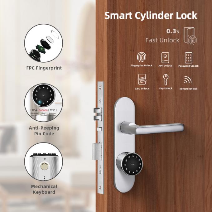 指紋シリンダー ドア ロックの住宅の調節可能なBluetoothのカード・コードのキー ロック 2