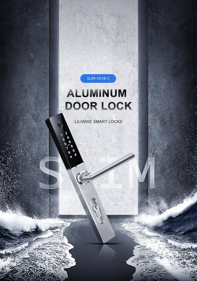 振動引き戸のアルミニウム ドア ロックのスマートで極めて薄いBluetoothの指紋の機械キー 0