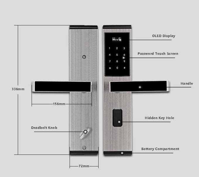 住宅の電子デジタル ドア ロック、Multifuctionのキーレス正面玄関ロック 3