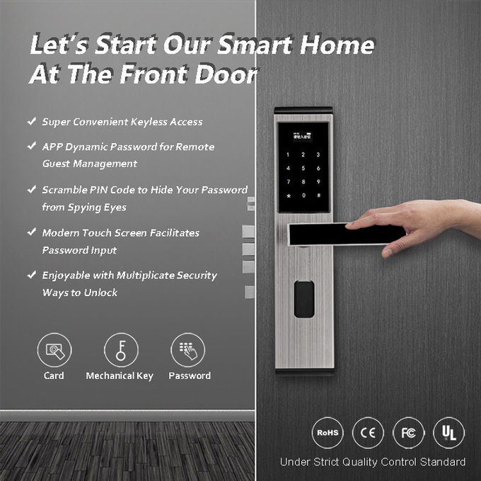住宅の電子デジタル ドア ロック、Multifuctionのキーレス正面玄関ロック 0