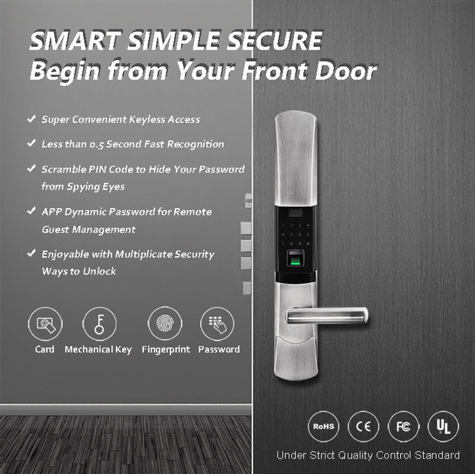 スマートな電子自動ドア ロックの指紋の走査器センサーの低い電力の消費 1