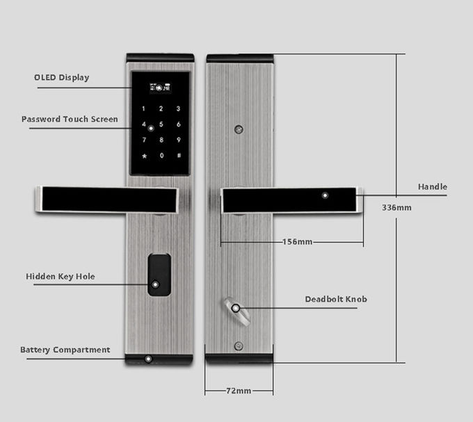 木のドアのアパートのドア ロック デジタルはカード パスワードと鍵が開きます 1