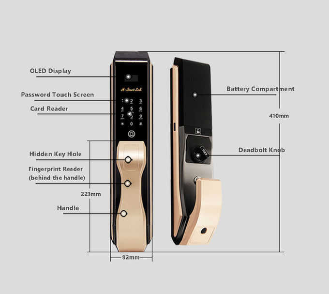 パスワードICカード電子正面玄関ロック、生物測定の指紋のドア ロック 1
