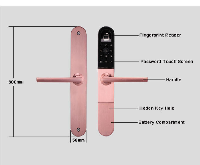 高い安全性のスマートな指紋のアルミニウム ドア ロックはAPPによって鍵が開きます 3