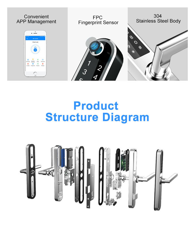 スマートな保証Bluetoothのドア ロックのステンレス鋼の指紋のデジタル電子ロック 2