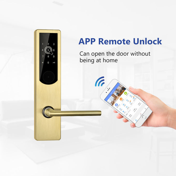 デジタル電子アパートのドア ロック/Bluetooth WiFi PINコード木のドア ロック 0