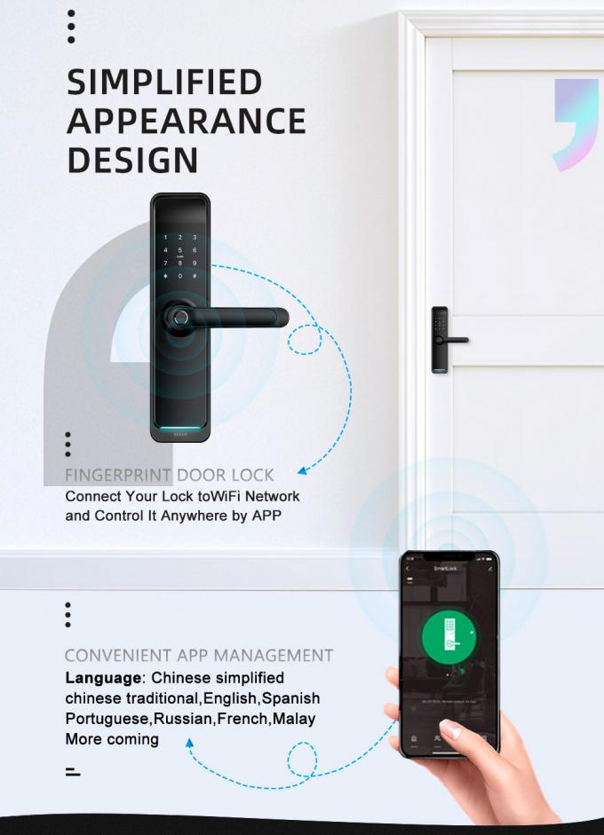 Tuya WiFiのAppのスマートなドア ロックのinteligenteは指紋のドア ロックを締める