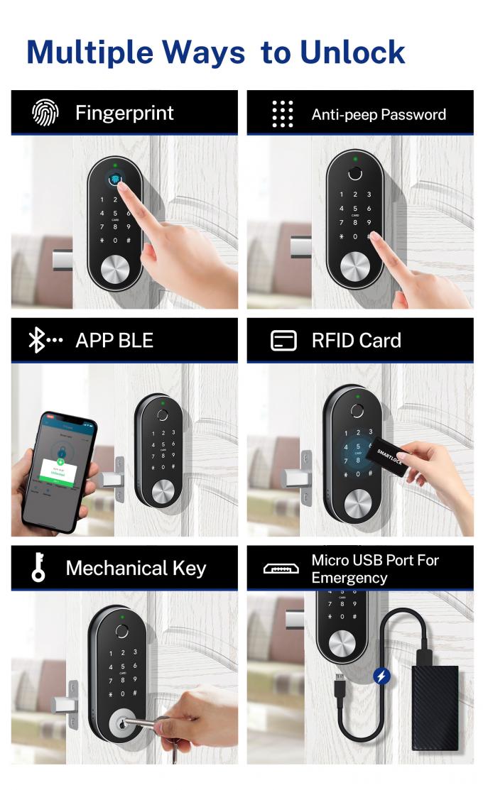 安全AppのWiFiの指紋ロックの自動Deadboltのスマートなロック 5