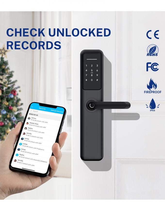 Tuya WiFiスマートな電気デジタルのドア ロックの防水指紋のドア ロック 2