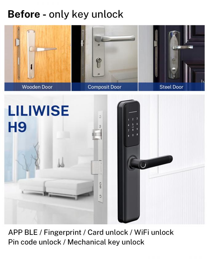 Tuya WiFiスマートな電気デジタルのドア ロックの防水指紋のドア ロック 4