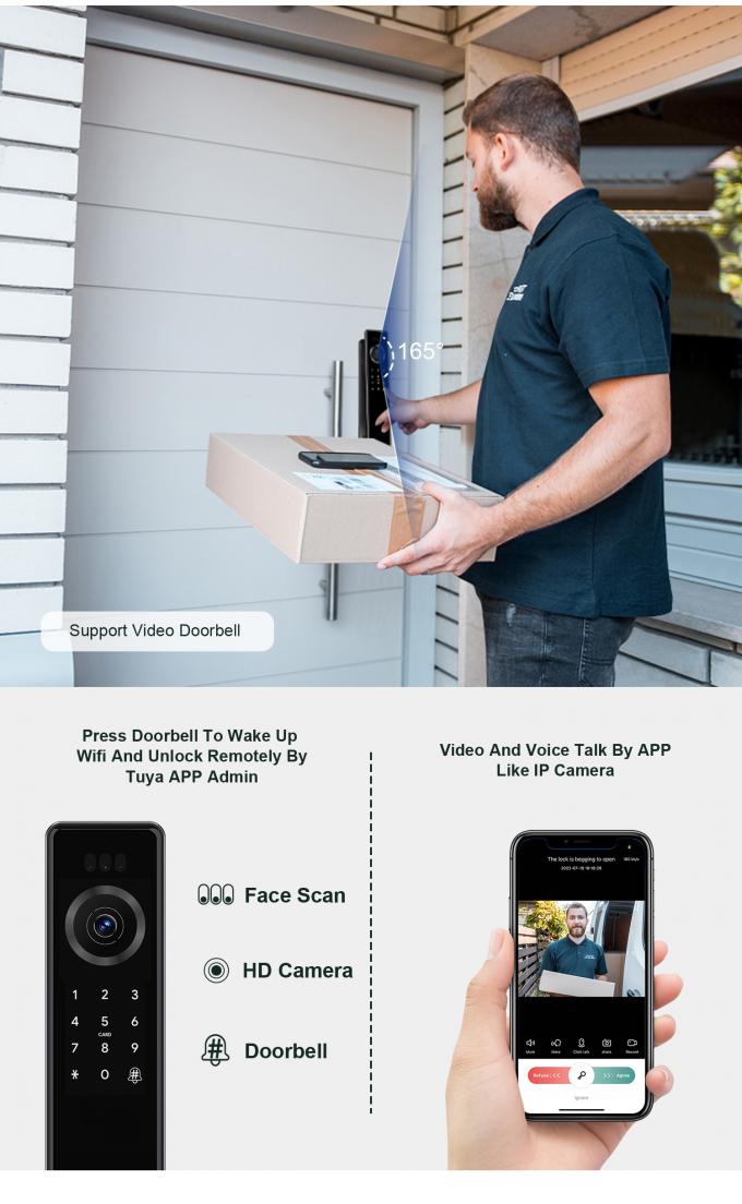 リリワイズ フェチャドゥラ デジタル ツヤ インテリジェント セルラドゥラ ワイファイ セキュリティ ワイヤレス パスワード キーレス スマート ドアロック カメラ付き 8