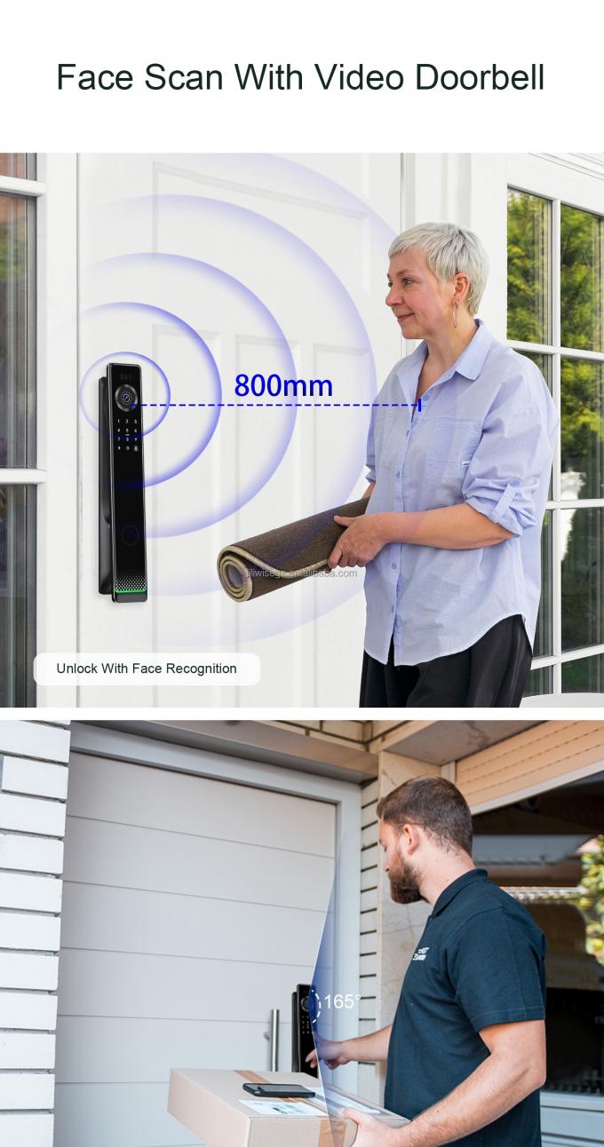 3D Face Recognition Wifi App Cerradura Inteligente Key Password Card Smart Door Lock Fingerprint Digital Door Lock With Camera 6