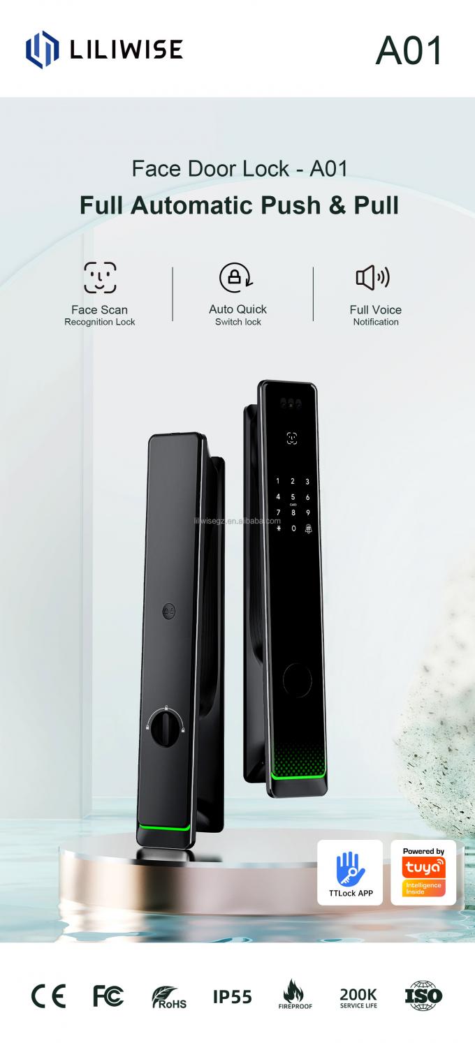 リリワイズ ツヤ 家庭用 セキュリティ 玄関鍵 屋外 デジタル指紋 防水 セキュリティ 顔認識 スマートロック 2