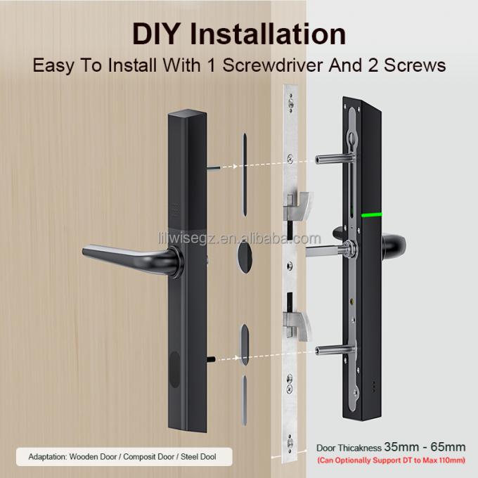 Liliwise Adjustable Cylinder Position Ultra-slim Smart Locks Aluminum Digital Electronic Smart Door Lock for 72mm 85mm 90mm 92mm 5