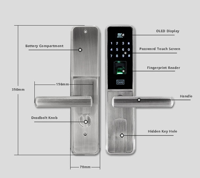 理性的なデジタル正面玄関ロック、タッチ画面のパスワードによって自動化されるドア ロック 2