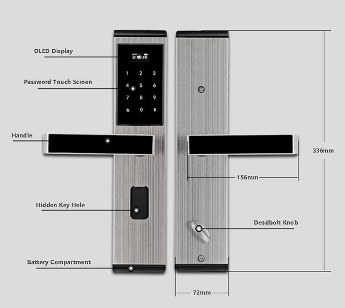 理性的なキーパッドのアパートのドア ロックのステンレス鋼サポート パスワード カード 2