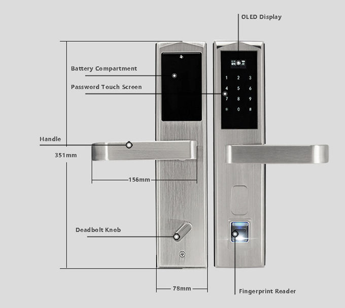 ステンレス鋼のAPPの動的パスワードの生物測定の電子ドア ロック 2