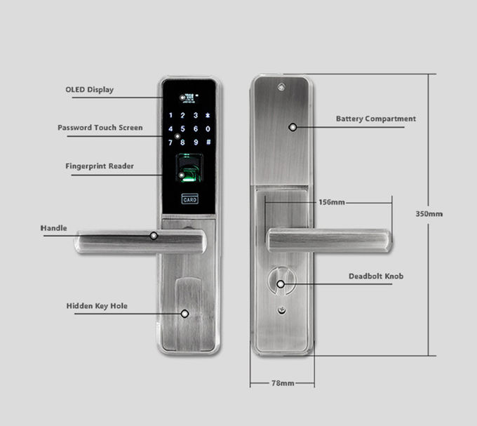 タッチ画面のアパートのための電子ドア ロック4 X AA電池MF1カード 2