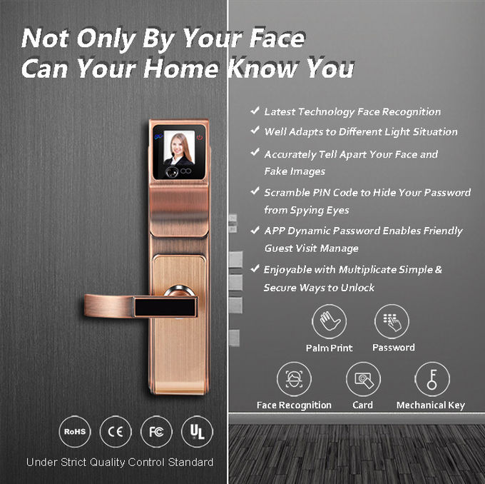 耐久の顔認識のドア ロックの高い安全性のタッチ画面の低負荷の消費 1