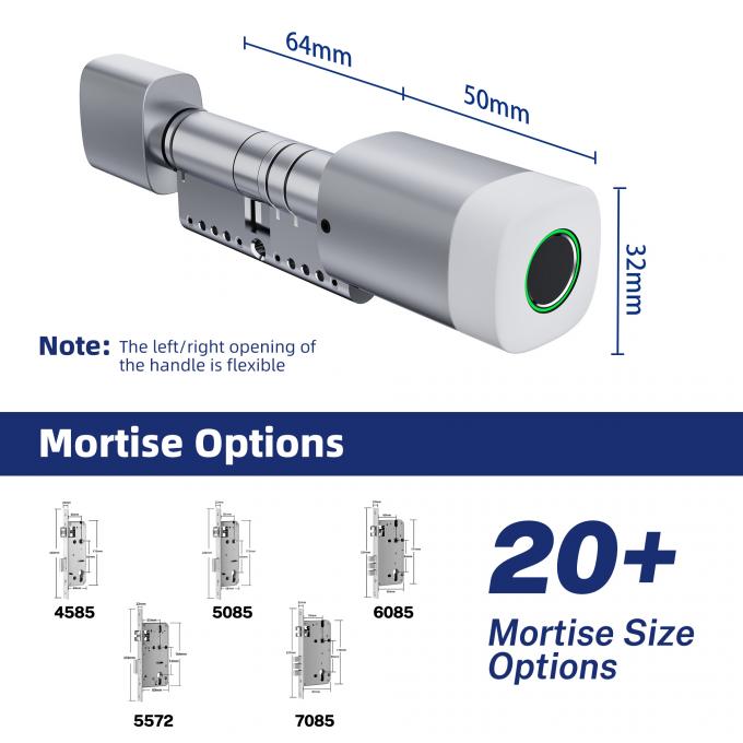 Liliwise 指紋 RFID カード 防水 ドアロック 調節可能な WiFi BLE Tuya Ttlock スマートシリンダーロック 古い機械式ロックの交換用 4